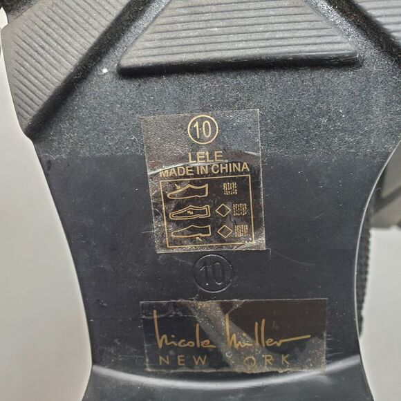 Nicole Miller Black LeLe Platform Wedge Sock Ankle Booties - Size 10 - Picture 7 of 8